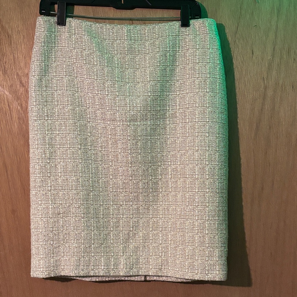 Talbots Cream Textured Pencil Skirt